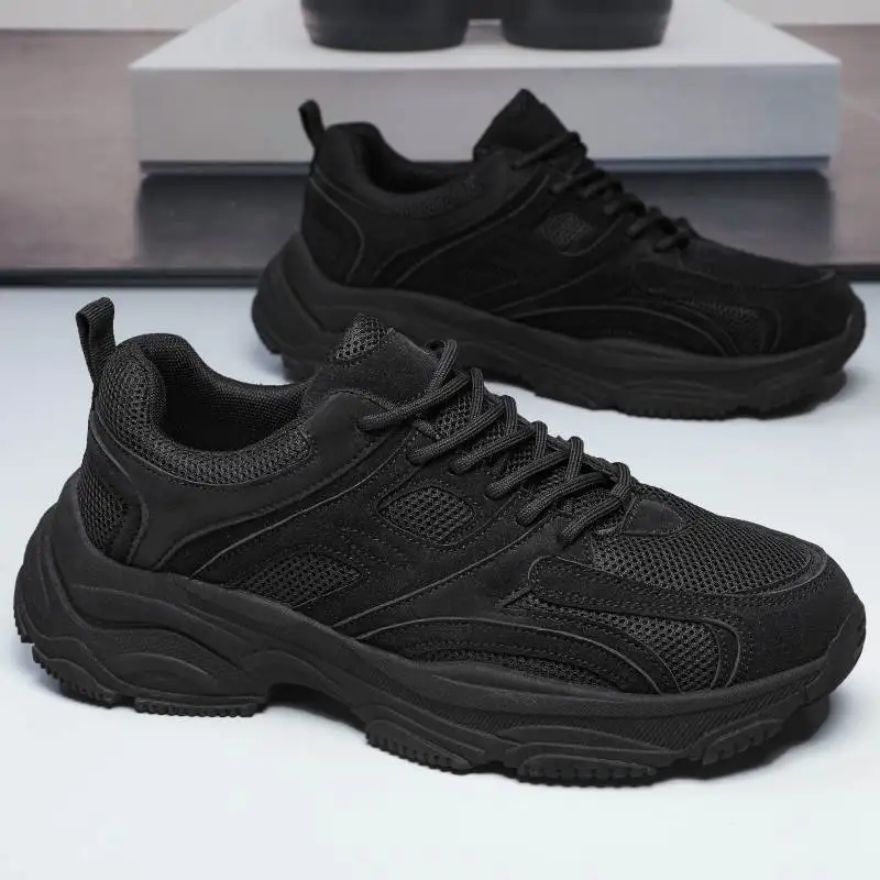 

Мужские черные кроссовки 2026: Новинка весенней коллекции, рабочие защитные ботинки, нескользящие, износостойкие, для бега и спорта, в стиле «папины кроссовки»