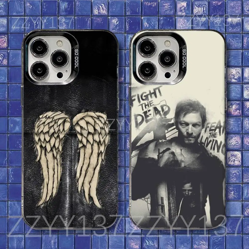 

D-Daryl Dixon Wings Zombie Phone Case For iPhone 16,15,14,13,12,11,8,7,Pro,Max,Plus,Mini,XS,SE Shockproof Matte Cover