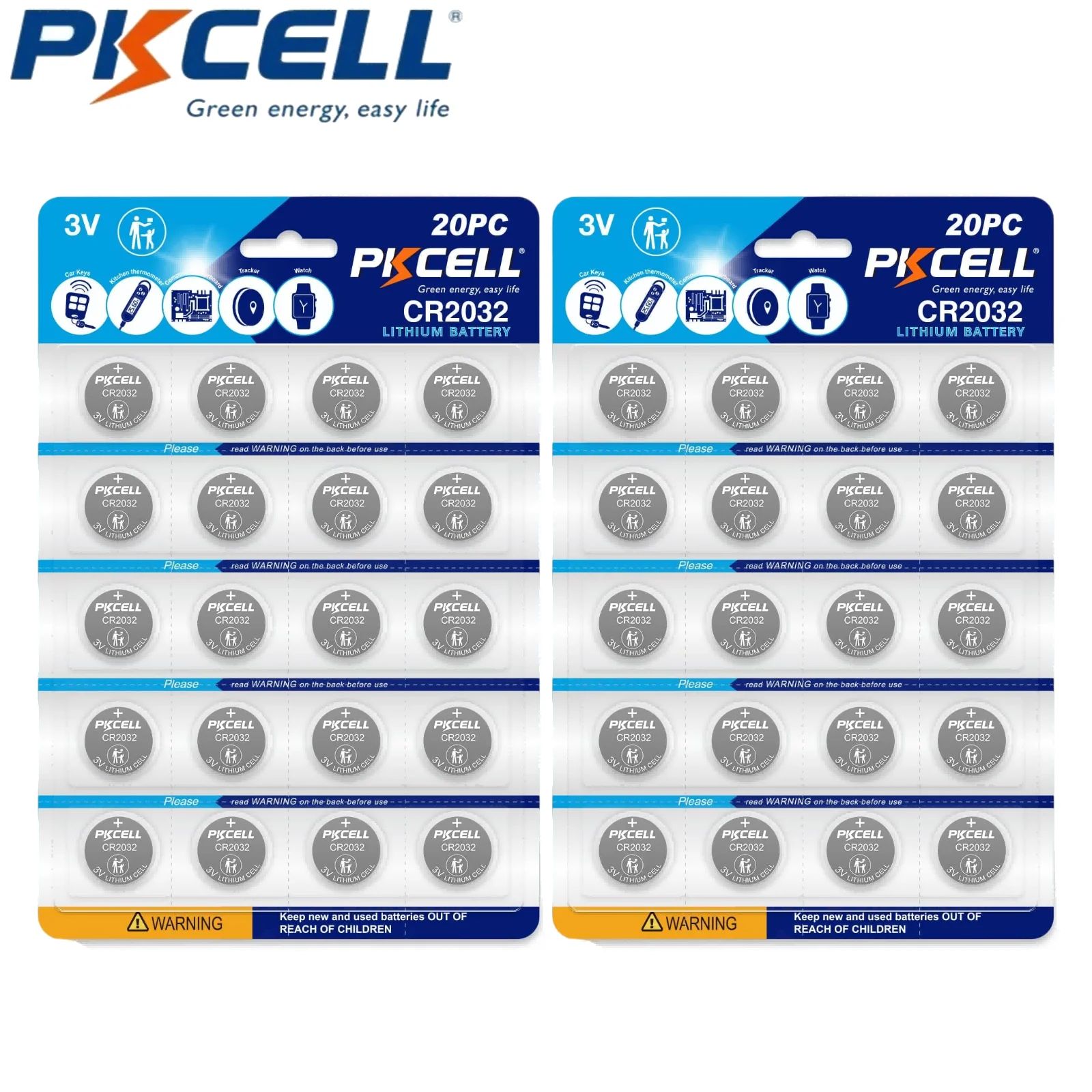 PKCELL 40PC/2PACK CR2032 Battery KCR2032 Lithium Coin Cell 3V Li-ion Batteries f150 2020 Key Fob Battery CR2032 3 Volt Coin Cell