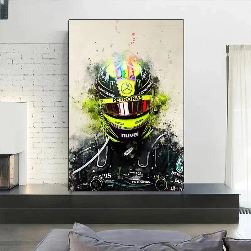 F1 Formula 1 Racer Legend Lewis Hamilton Poster Watercolor Aesthetic Wall Art Canvas Painting For Home Living Room Decoration