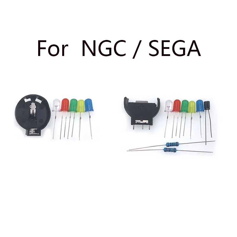 1Set For GAMECUBE NGC BATTERY UPGRADE For SEGA Dreamcast DC Controller Ports PCB Power LED Kit Fuse Capacitor Battery Holder Kit