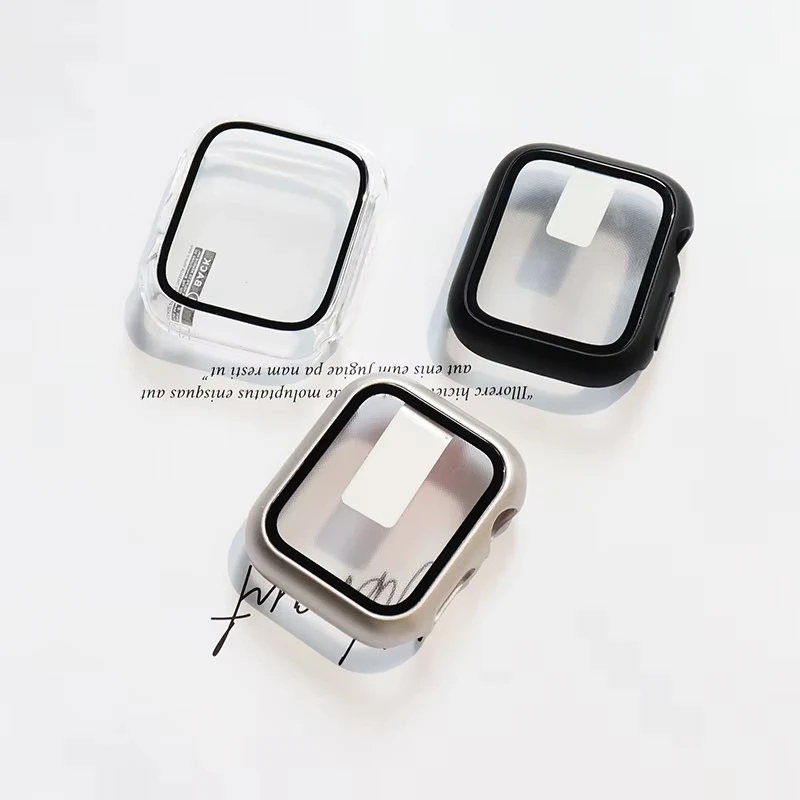 ชุดกระจก+เคส+สายแอปเปิ้ลวอทช์ - 38/42 40/41 44/45 46 มม- - Fit Series 10-3 SE -สายซิลิโคน