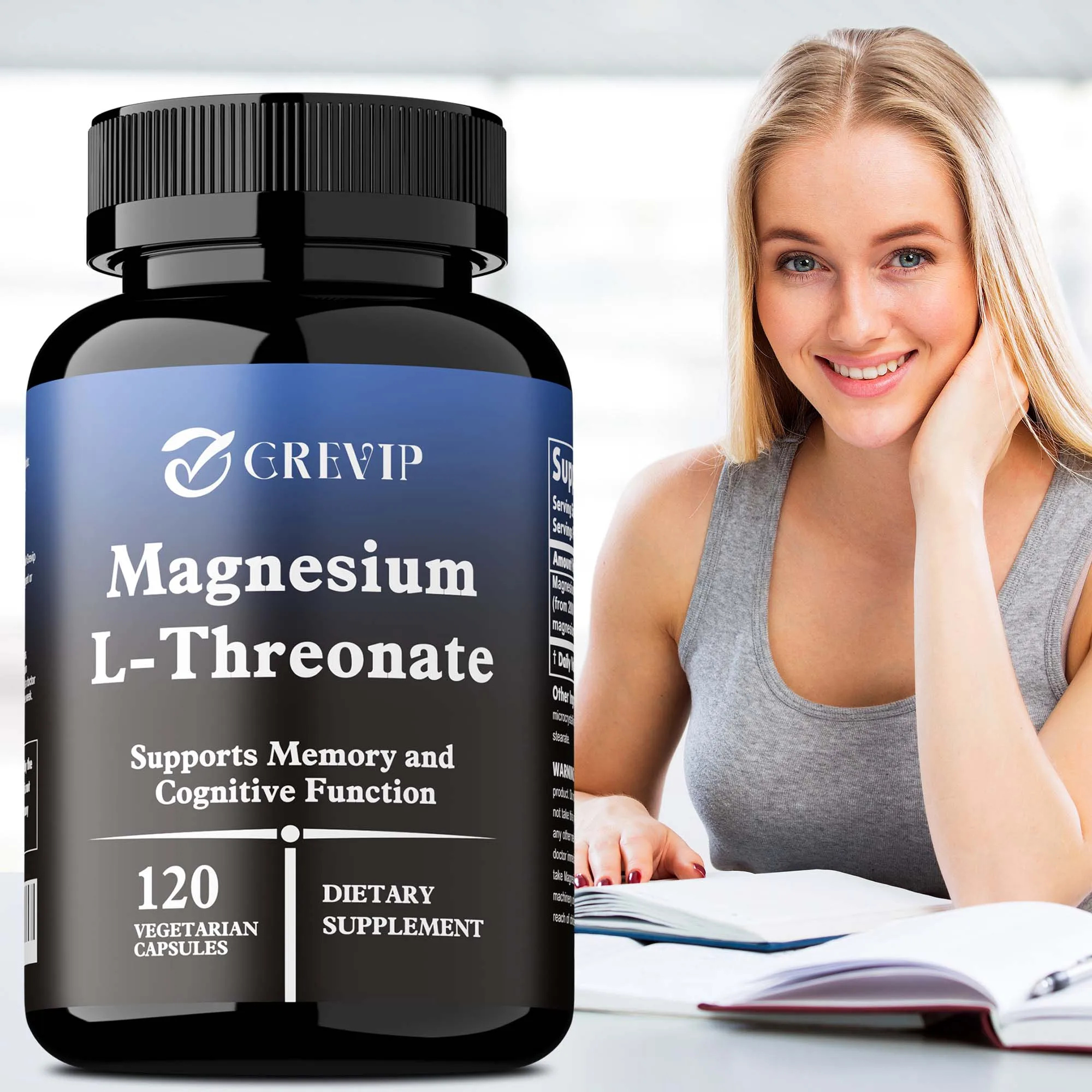 Magnesium L-Threonate Supplement - Support Brain Health, Enhanced Cognitive Function, Promote Mental Clarity, Increased Energy