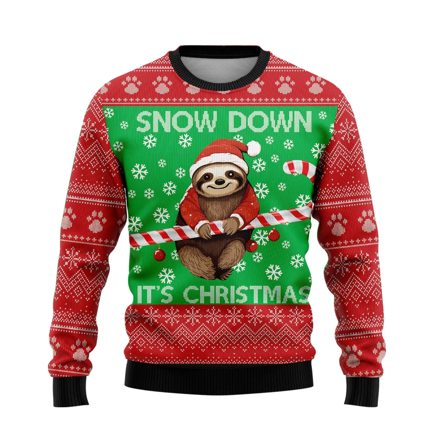 Divertido suéter navideño feo de perezoso para hombre - Suéteres navideños feos de perezoso perezoso de punto con cuello redondo Se