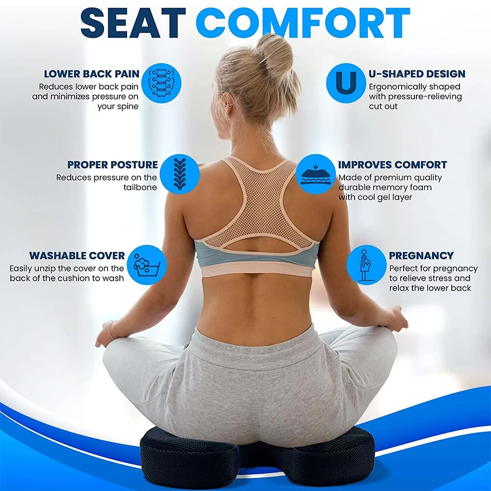 Gel Enhanced Seat Cushion Non-Slip Orthopedic Gel & Memory Foam Coccyx Protect Cushion for Office Chair Car Seat Cushion