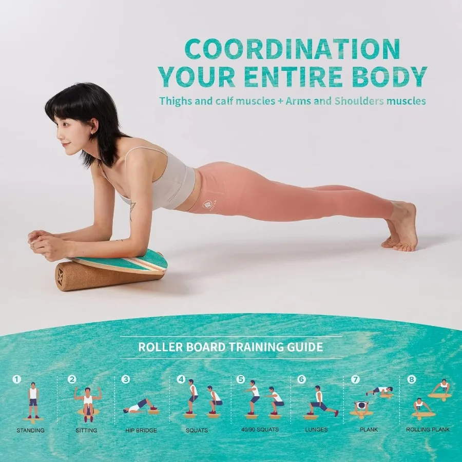 مدرب مع أسطوانة خشبية للتمرين على التوازن ومدرب الاستقرار وسطح غير قابل للانزلاق للبالغين Balance Bo #6