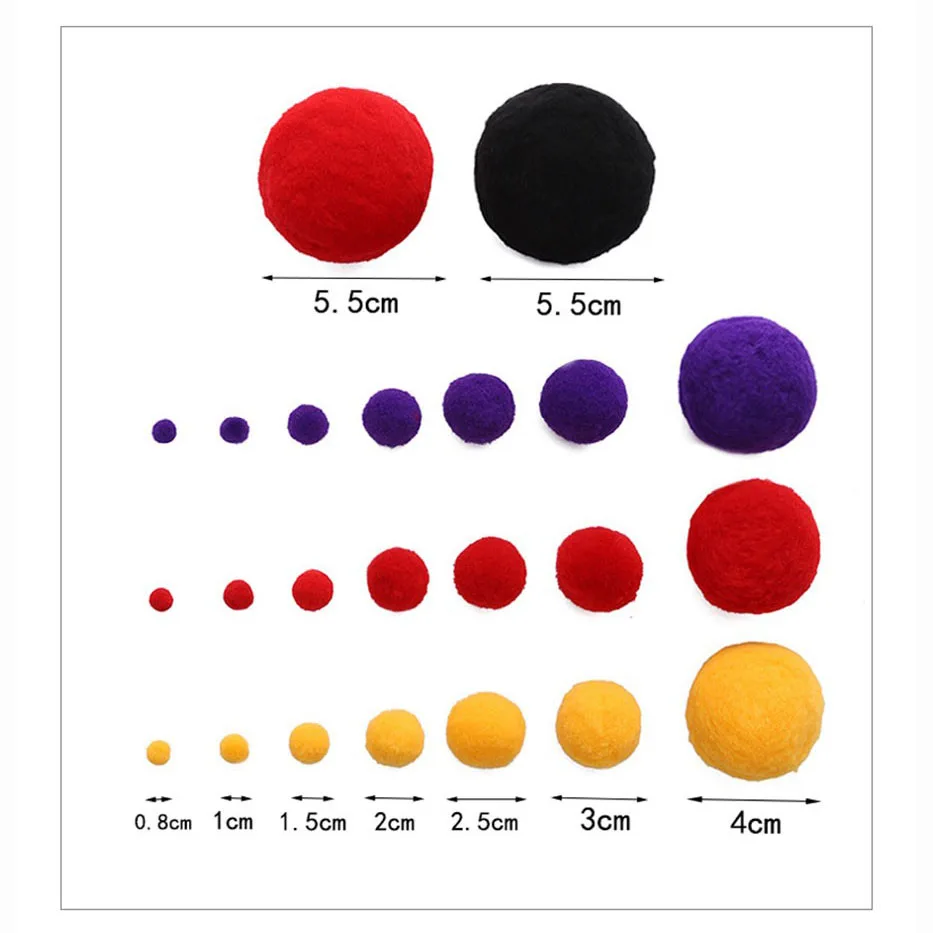 100pcs 10mm/15mm/20mm Soft Pompoms Fur Ball Arts Craft Supplies DIY Accessories for Toys Party Decoration Crafts Materials