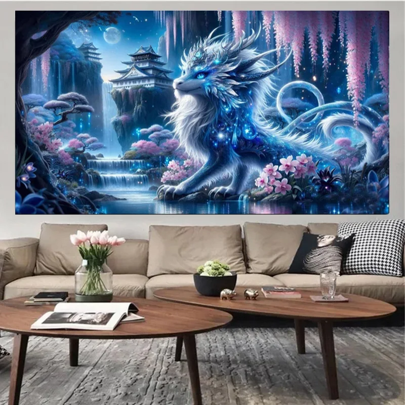 5D DIY Full Square Round Drill Diamond Painting Fantasy Landscape Dragon Waterfall Rhinestones Embroidery Cross Stitch Kits