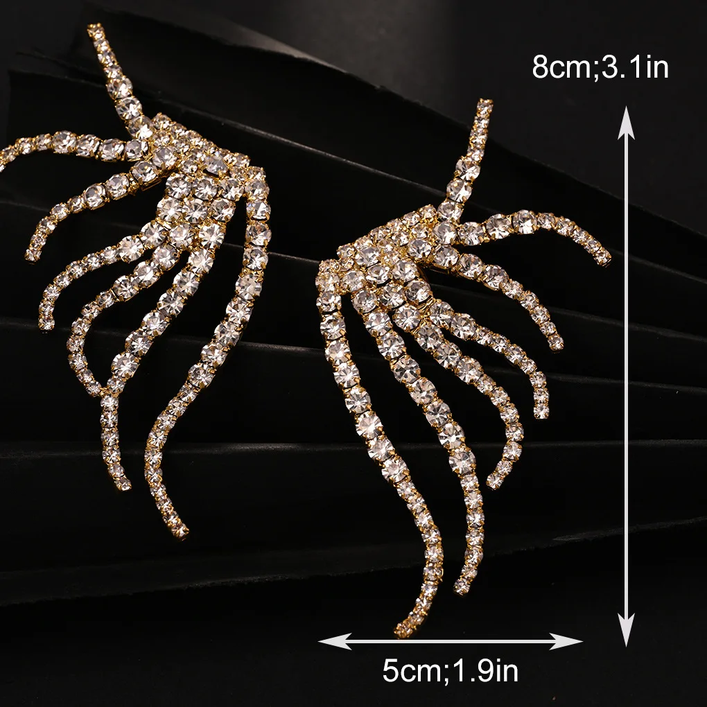 Hot-selling angel wing earrings exaggerated rhinestone earrings high-end accessories women's earrings