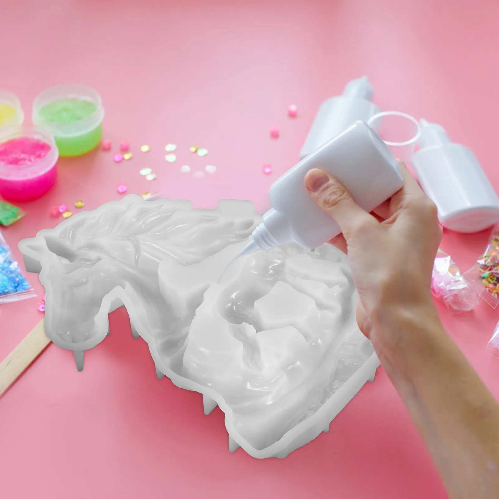 

Resin Horse Sculpture DIY Mold Silicone Horse Shaped Epoxy Casting V-Shaped Decor Reusable Non-Stick Craft Tool