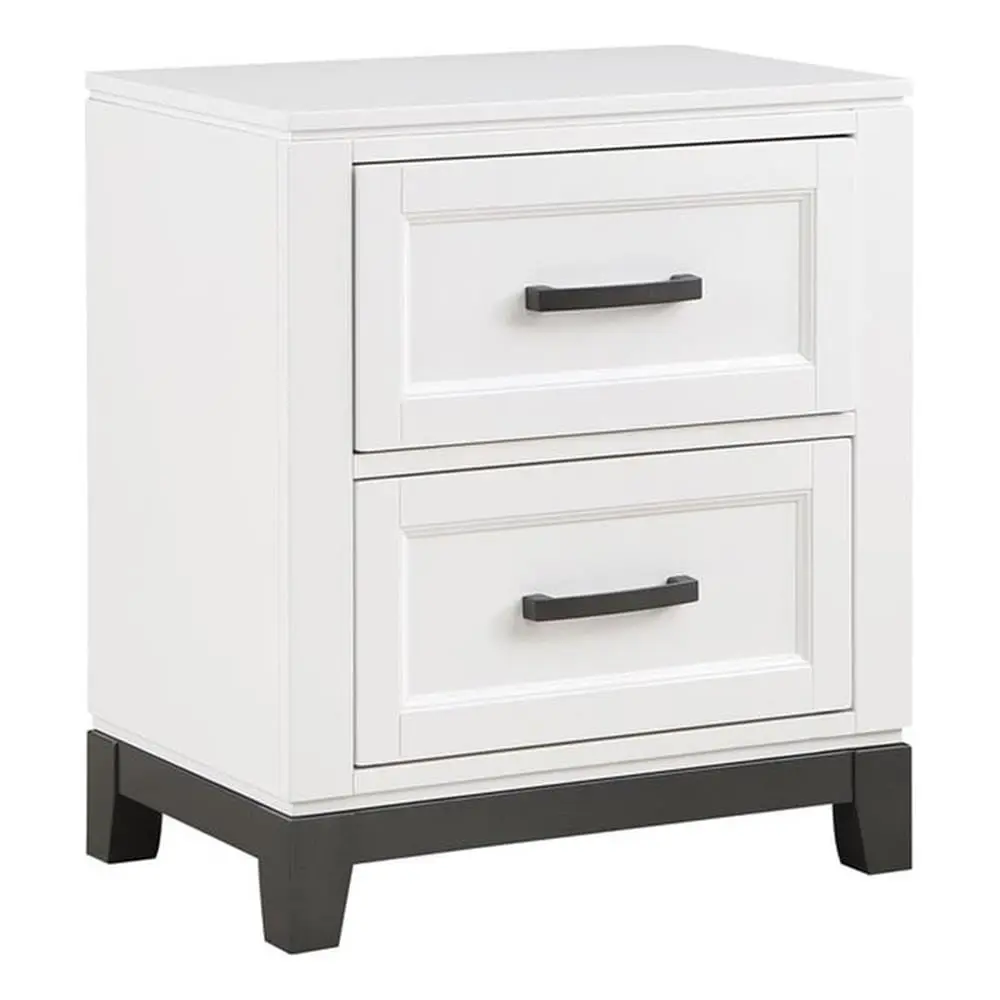 Solid Wood Nightstand 2 Dovetail Drawers Ball-Bearing Glides Metal Bar Pulls Modern Bedroom Storage, Customized