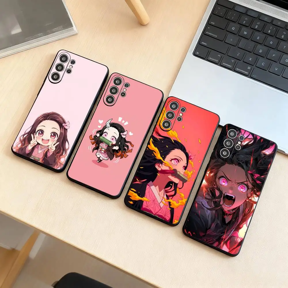 N-Nezuko Kamado  Phone Case Black Silicone Soft For Samsung S25,S24,S21,S22,S23,S30,Ultra,S20,Plus,Fe,Lite