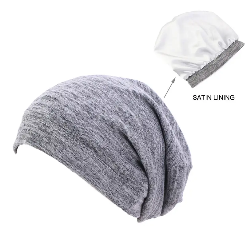 Satin Lining Bonnet Caps For Women Men Cotton Soft Stretch Baggy Hat Knit Beanies Sleeping Hat Silk Night Cap Skullies Headwrap - Image 7