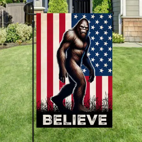 Bigfoot Believe American Flag Garden Flag