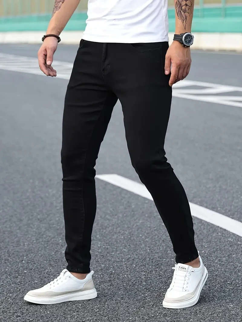 2024 Men Classic Advanced pencil Jeans Jean Homme Man Soft Stretch Black Biker Masculino Denim Trousers Mens Solid Pants