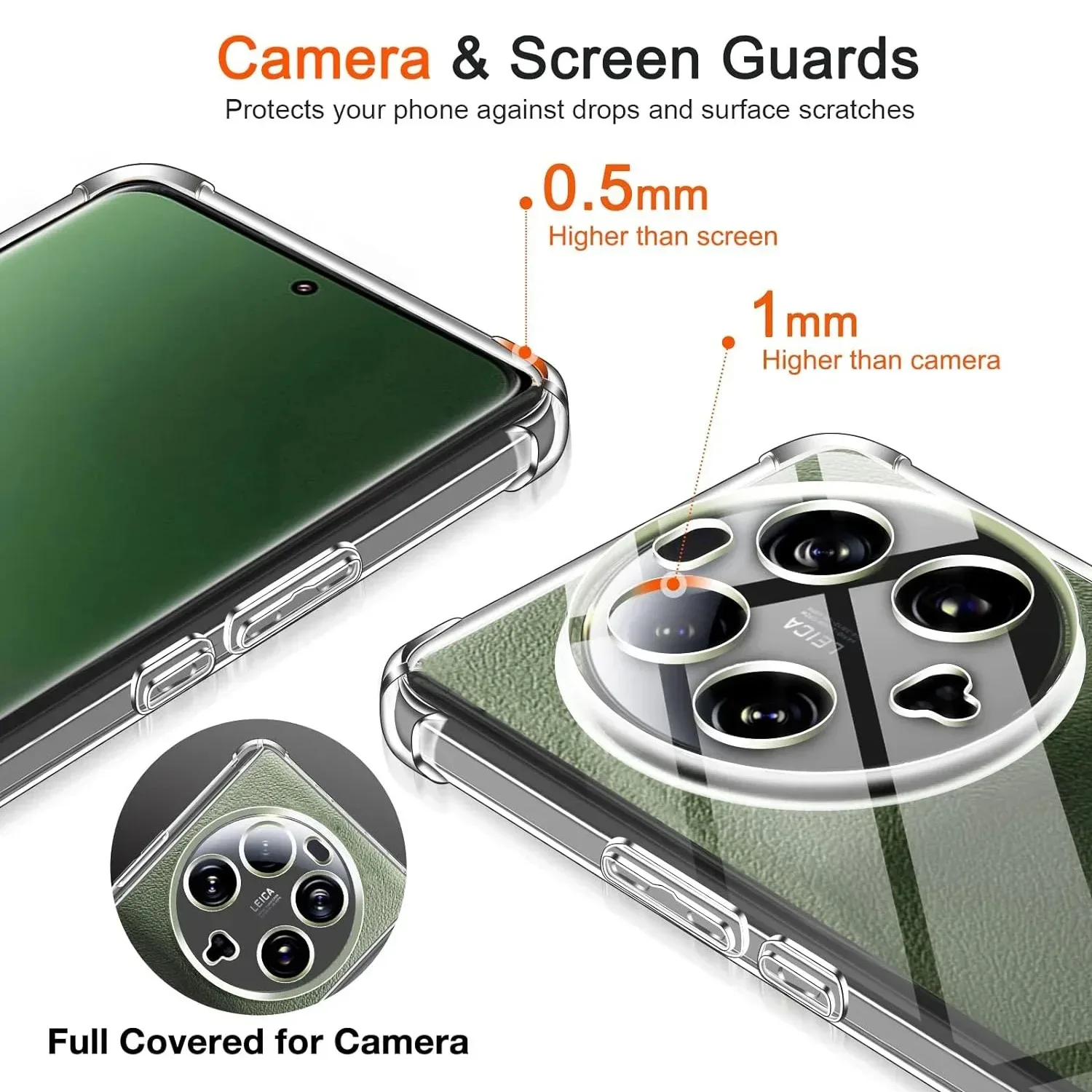 Shockproof Transparent Case For Xiaomi Mi 14 Ultra 14pro Case for Redmi A3 Note 13 Pro Plus Note13pro+ Soft Back Cover