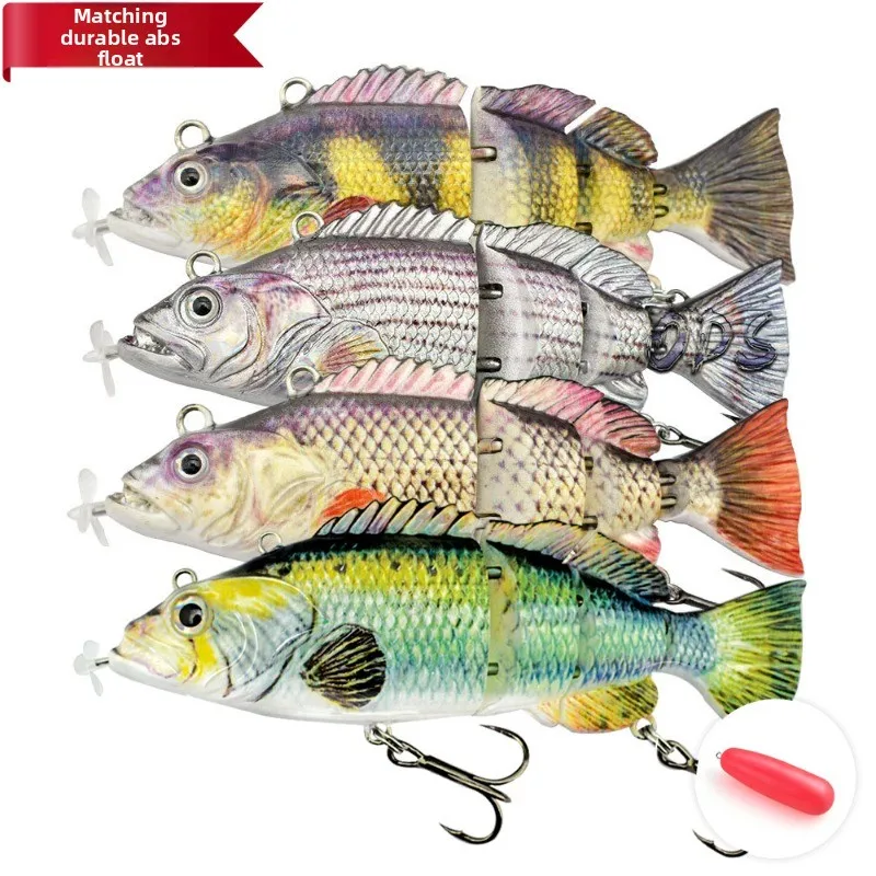 Rechargeable multi-section fish green LED luminous simulation hard bait swimming bait