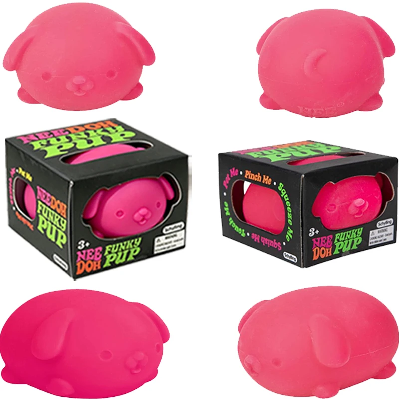 Needoh Cool Cats Funky Pups Calm Fidget Toy Flour Filled Quick Rebound Anti-Anxiety Soothing Relax Portable Travel Squeeze Toy