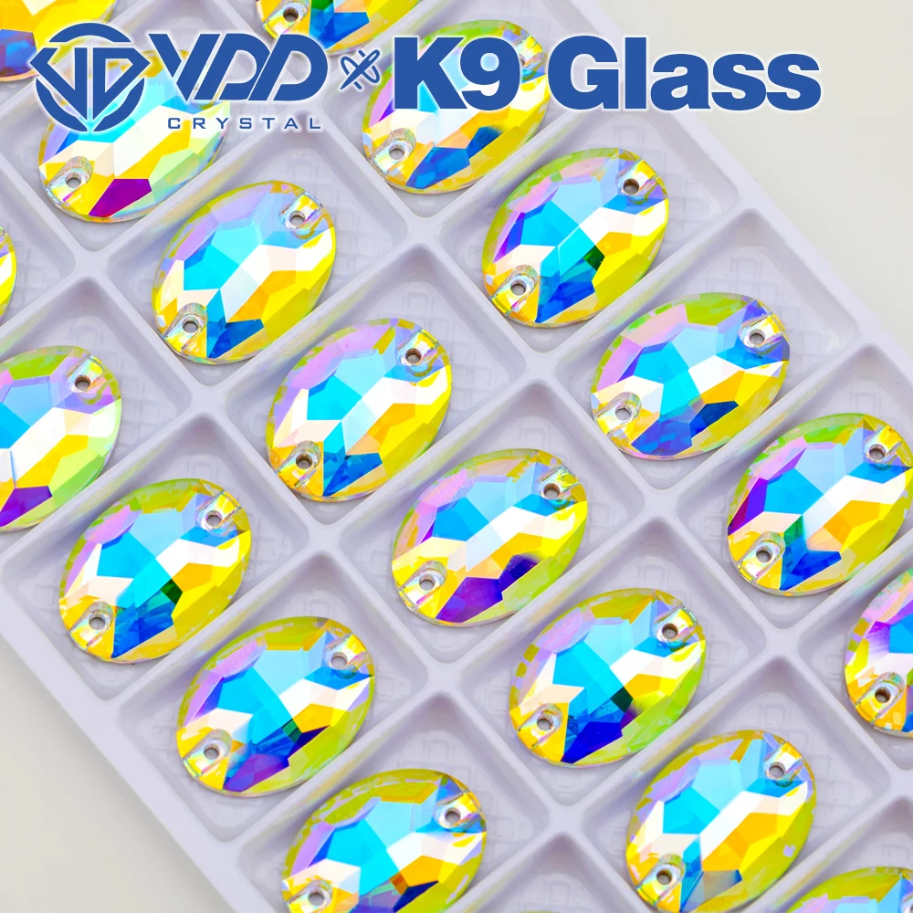 VDD S255 Kristall AB Oval AAAAA Top-Qualität K9 Glas Aufnähbare Strasssteine Kristall-Flachsteine zum Aufnähen für Kleidungsdekorationen – Detail 6