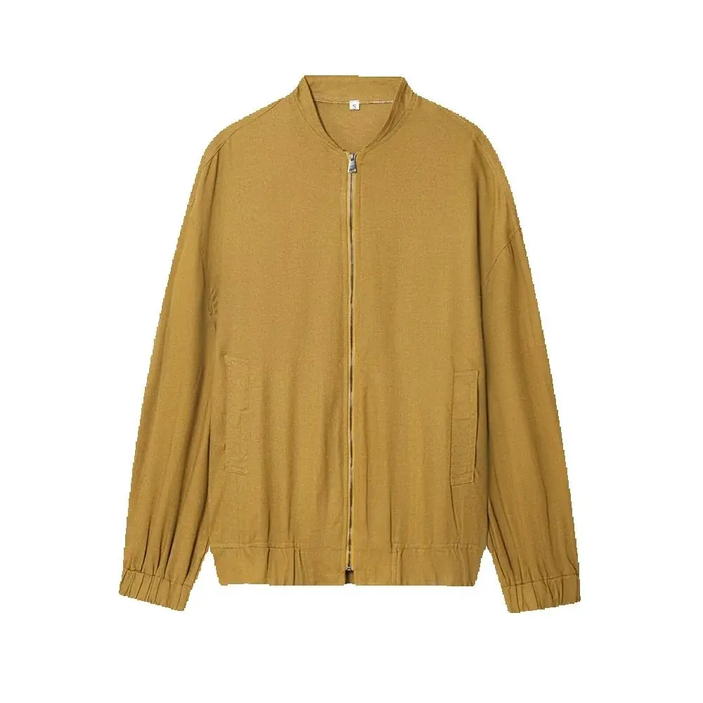 

Осенний новый продукт в европейском и американском стиле, женская свободная и универсальная льняная куртка на молнии