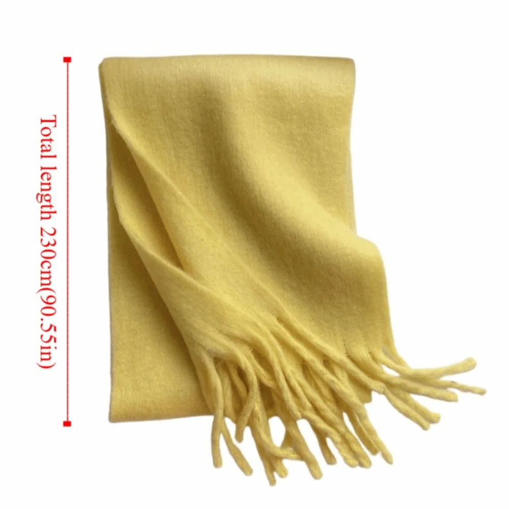 Koreanischen Stil Lange Wolle Quaste Schal Winddicht Verdicken Warme Neck Schal Macaron Einfarbig Warme Winter Kaschmir Schal Frauen