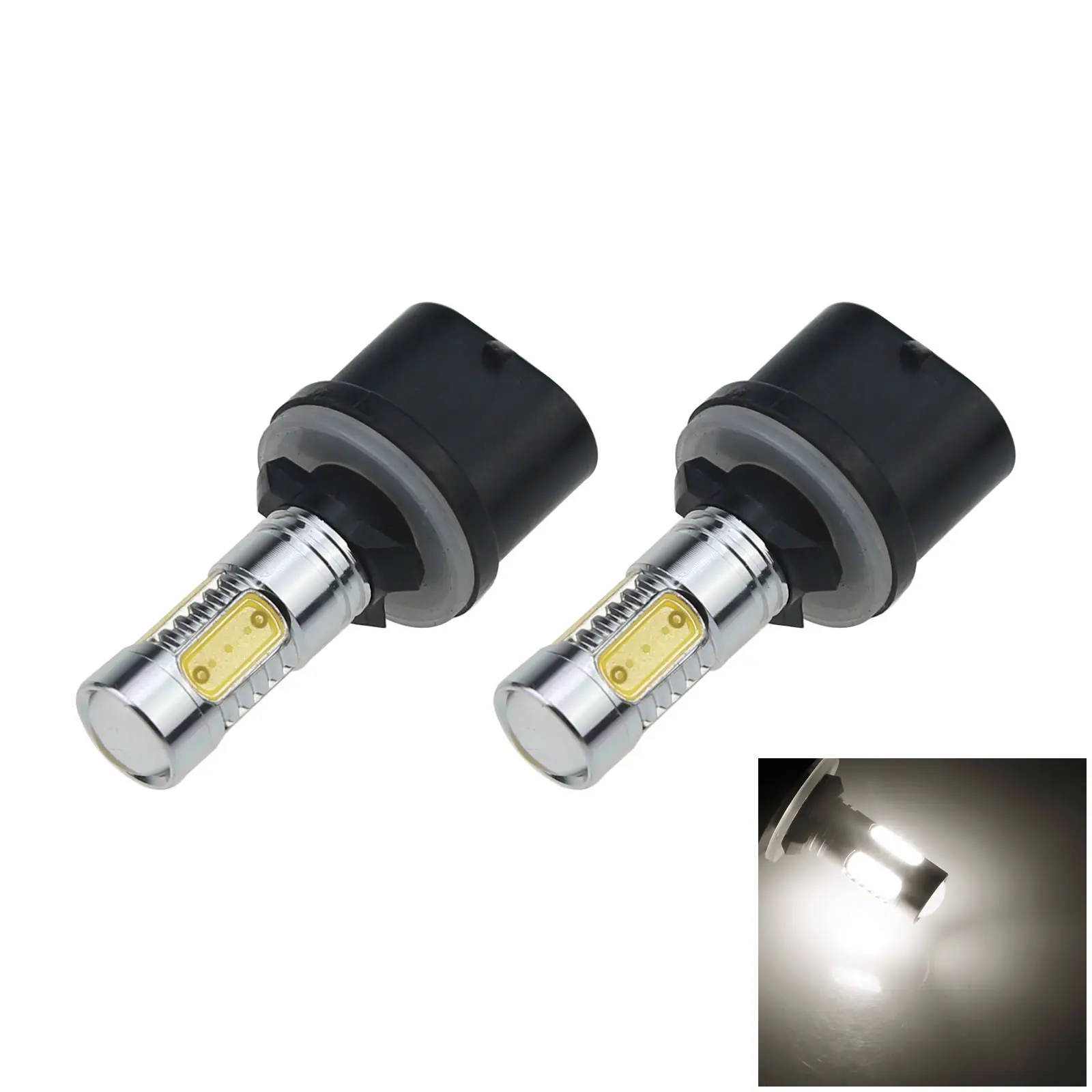 2x White Car 880 Fog Light Rear Blub 5 Emitters COB SMD LED PG13 H601-W