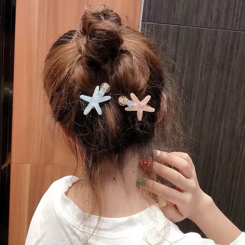 1PC Girls Cute Cartoon Sweet Hair Clip Starfish Shell Cute Cartoon Hair Bands Lovely Hair Accessories Headwear Hairpins