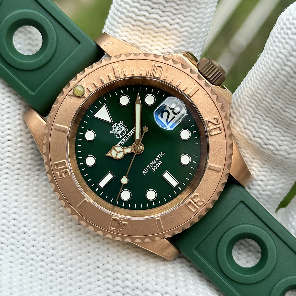 Image of STEELDIVE SD1953S Massive Bronze 41 mm 30 ATM wasserdichtes Saphirglas Super leuchtende NH35 automatische Water Ghost Herren-Taucheruhr
