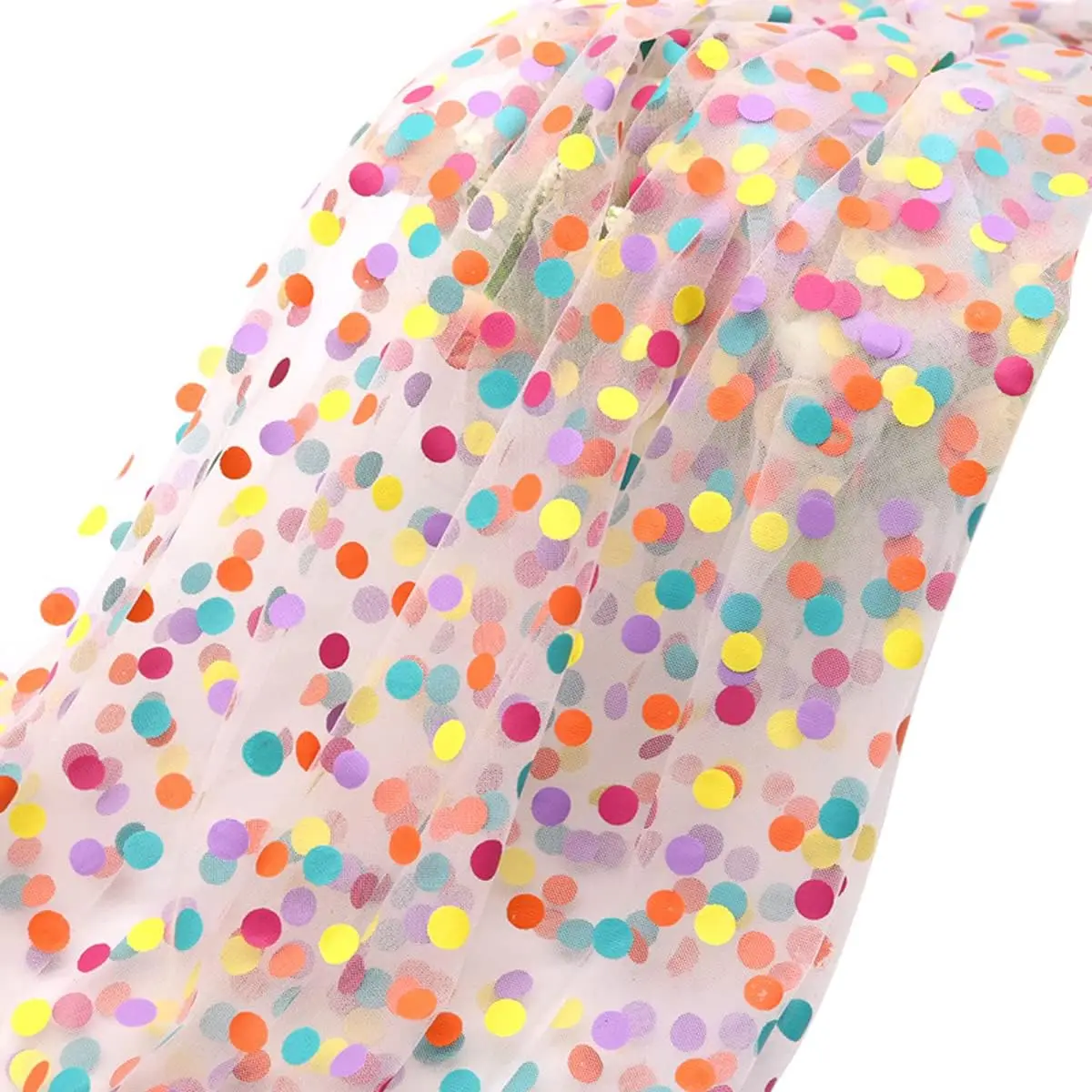 

1 Yard 1.6m Polka Dot Tulle Fabric – White/Pink, for Kids’ Dresses & DIY, Elegant Vintage Cute, Soft & Easy to Sew