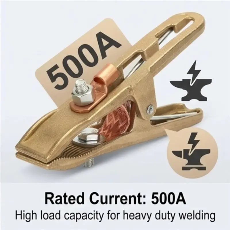 A27F-Submerged Arc& Stud For Welding Compatible 500A Brass Ground For Welding Clamp-Heavy Duty Earth Cable Grip For Welding Mach