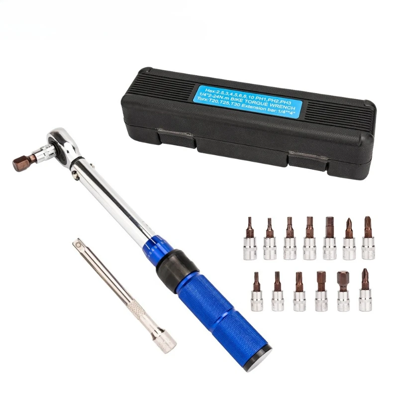 

Bicycle torque wrench preset adjustable torque 1/4 Xiaofei 2-24NM ratchet wrench set