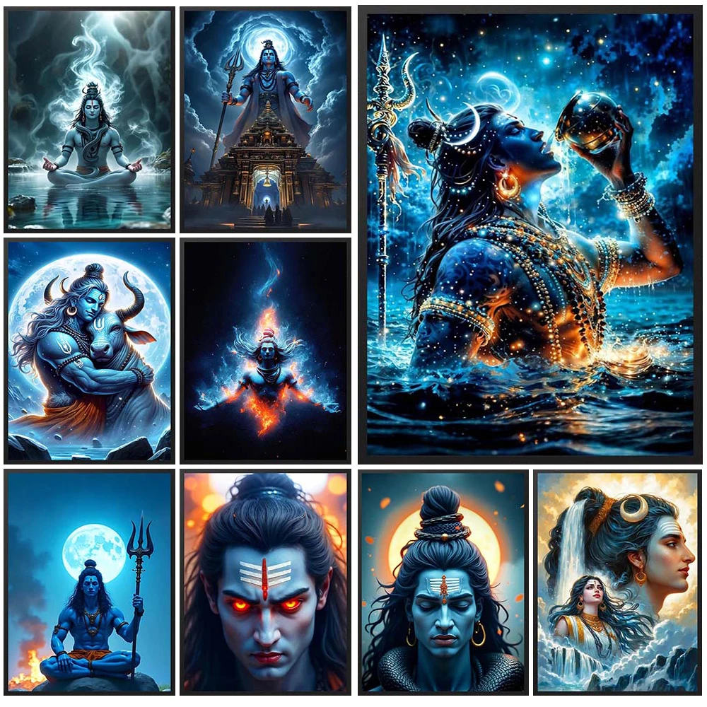 Lord Shiva Hinduism Poster Religion Wall Pictures For Church Room Decor Posters Wall Art Canvas Painting Unframed