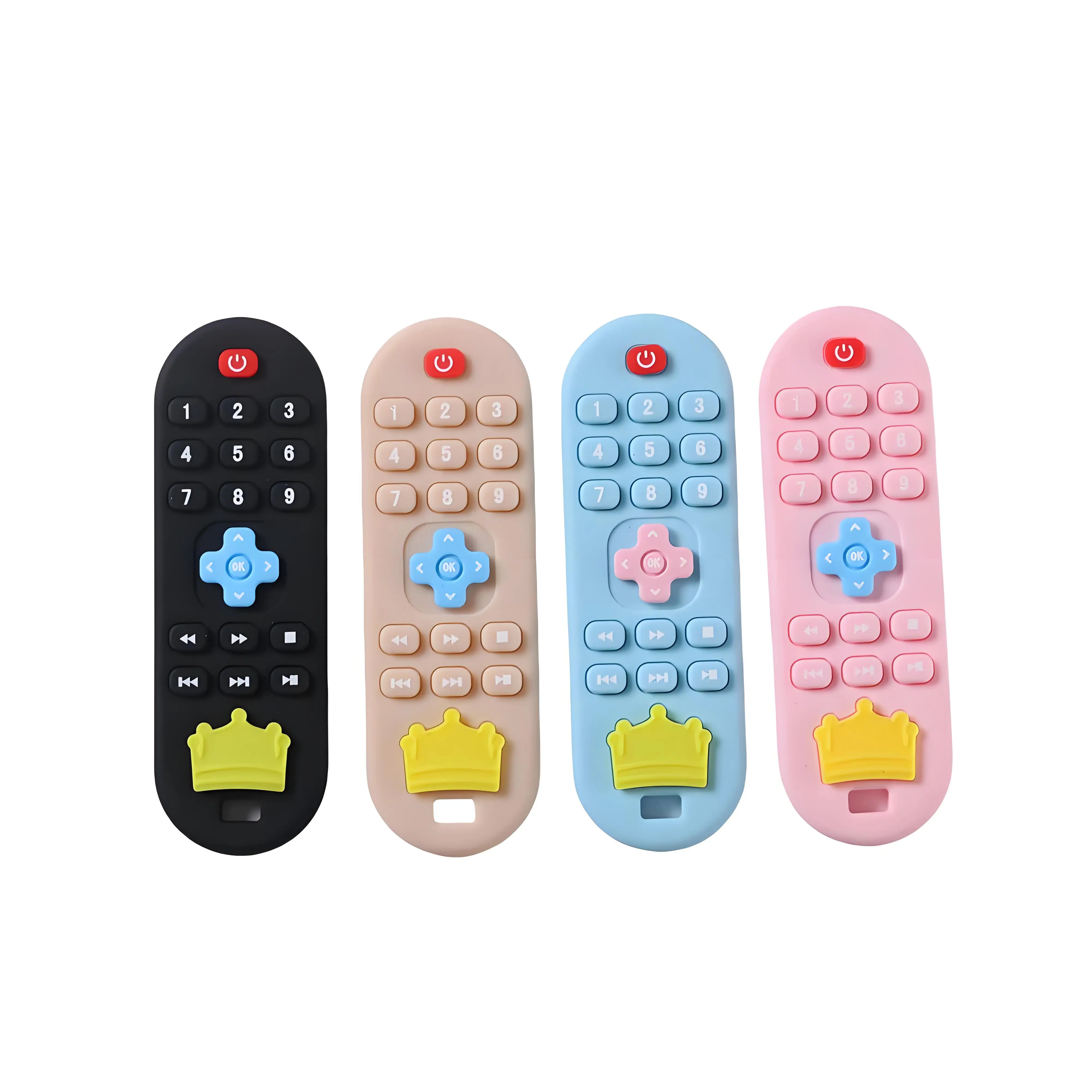 1/2/4PCS Baby Crown Remote Control Shape Silicone Teething Toys Cute Fun Toddler Teether For Teething Baby Daily Use