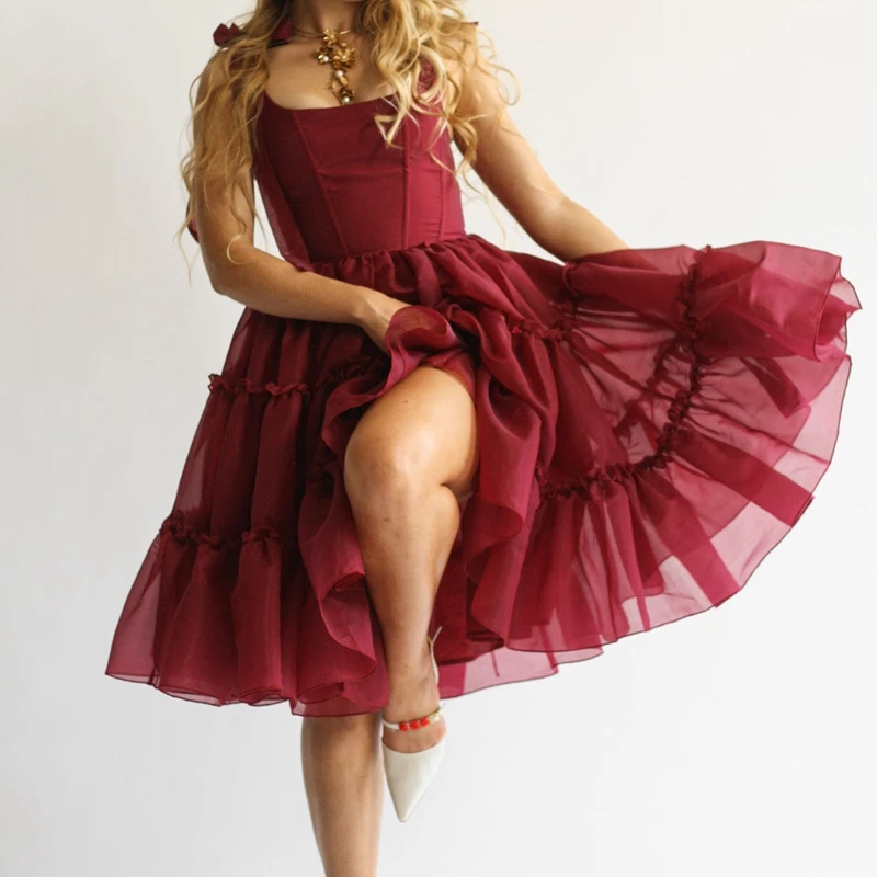 Cute Ruffles Multi-layers Goth Lolita Dress Kawaii Girl Birthday Party Ball Gown Dress Women Vintage Tie Up Strap A-line Dress