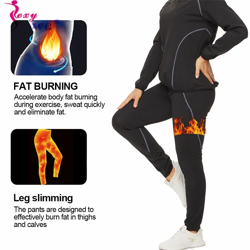 SEXYWG Sauna Pants Women Sweat Yoga Sports Leggings Gym Waist Trainer Tight Trimmer Fat Burn Trousers High Waist Slimming Shorts