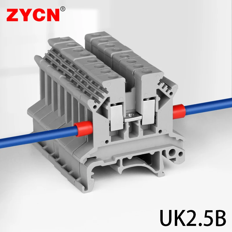 10Pcs Din Rail Terminal Block UK-2.5B Wire Electrical Conductor Universal Connector Screw Connection Strip 2.5mm²