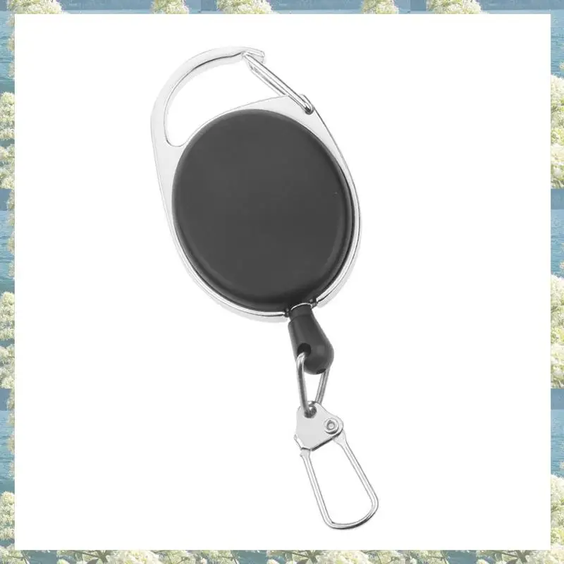 New-4X mosquetón retráctil de alta resistencia, carretes Tinker, cable de tracción de 60Cm con Clip para llavero, negro