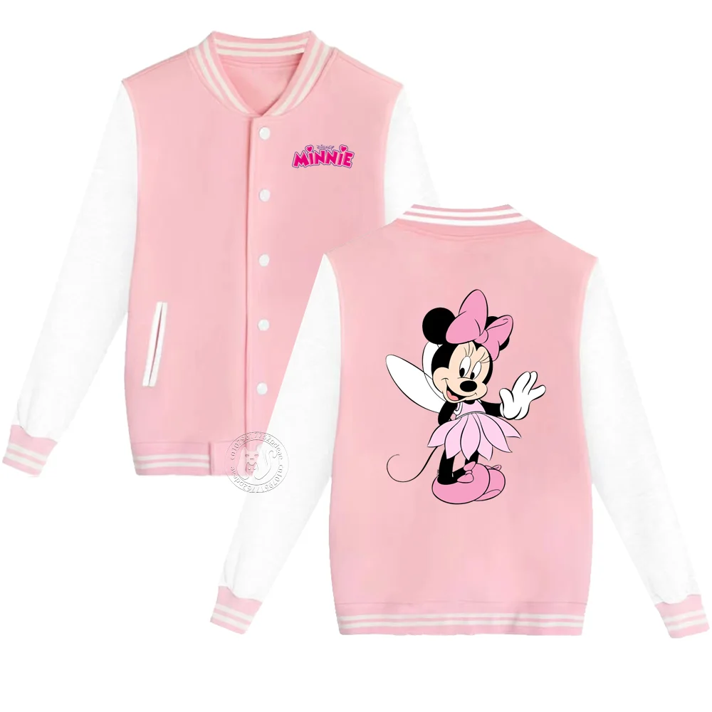 Children's Disney Angel Minnie Printed Thick Fall/Winter Baseball Uniform Warm casual coat for boys and girls ages 2-14