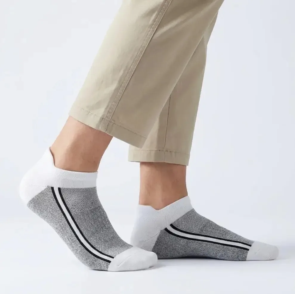 Men's striped shallow mouth boat socks combination set, anti slip and breathable sports socks, versatile commuting socks