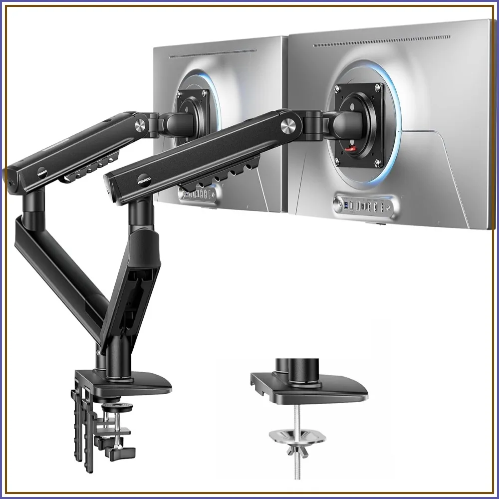 

Dual Monitor Mount for 13-32" Screens, Adjustable Arms with Tilt/Swivel/Rotation, Tool-Free VESA, Max 19.8 lbs