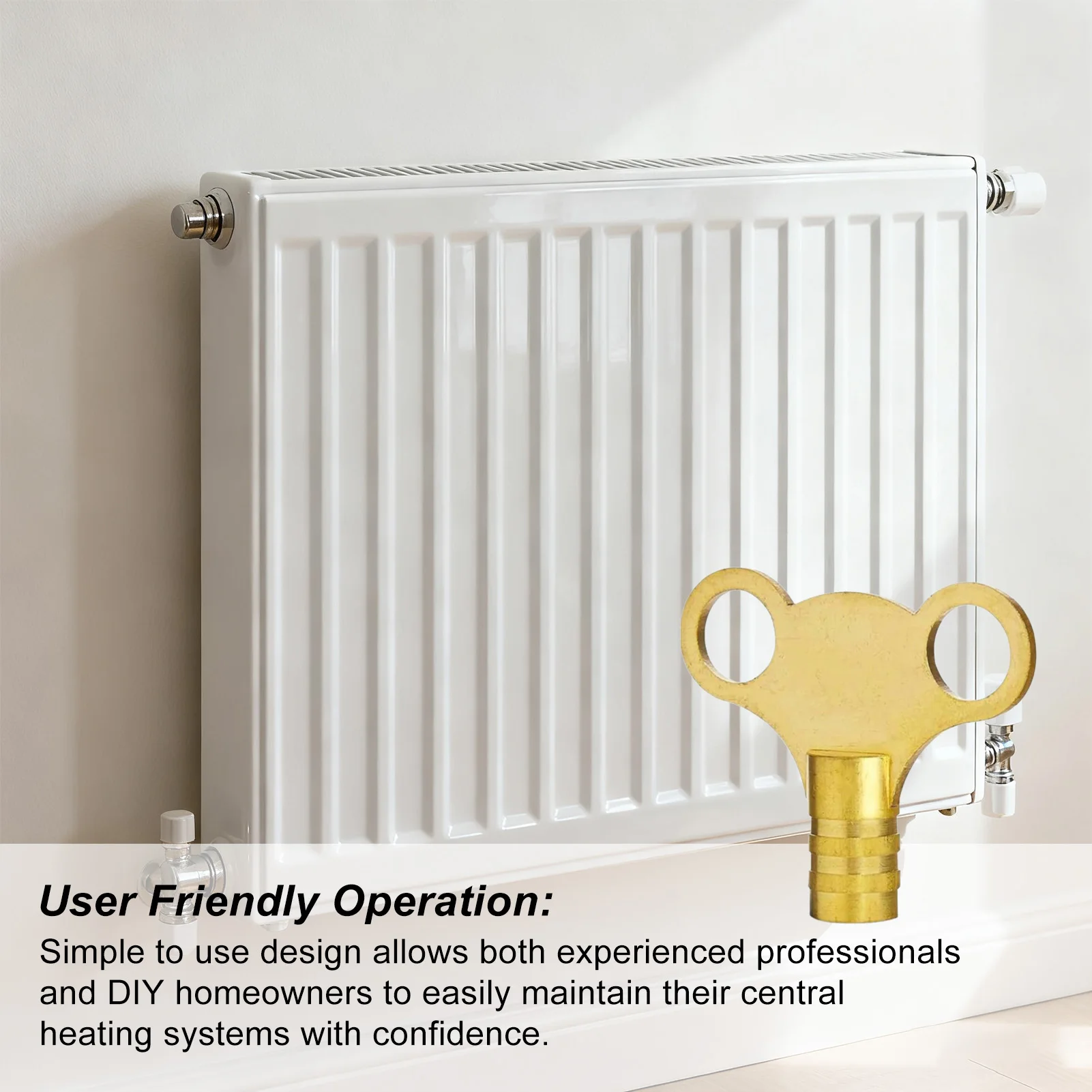 Radiator Bleed Valve Key Solid Brass Air Vent Wrench Professional Tool for Home Heating System Maintenance Durable
