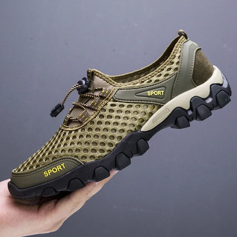 2023 Men Casual Sneakers Breathable Mesh Shoes Mens Non-Slip Outdoor Hiking Shoes Mens Climbing Trekking Shoes Zapatos Hombre