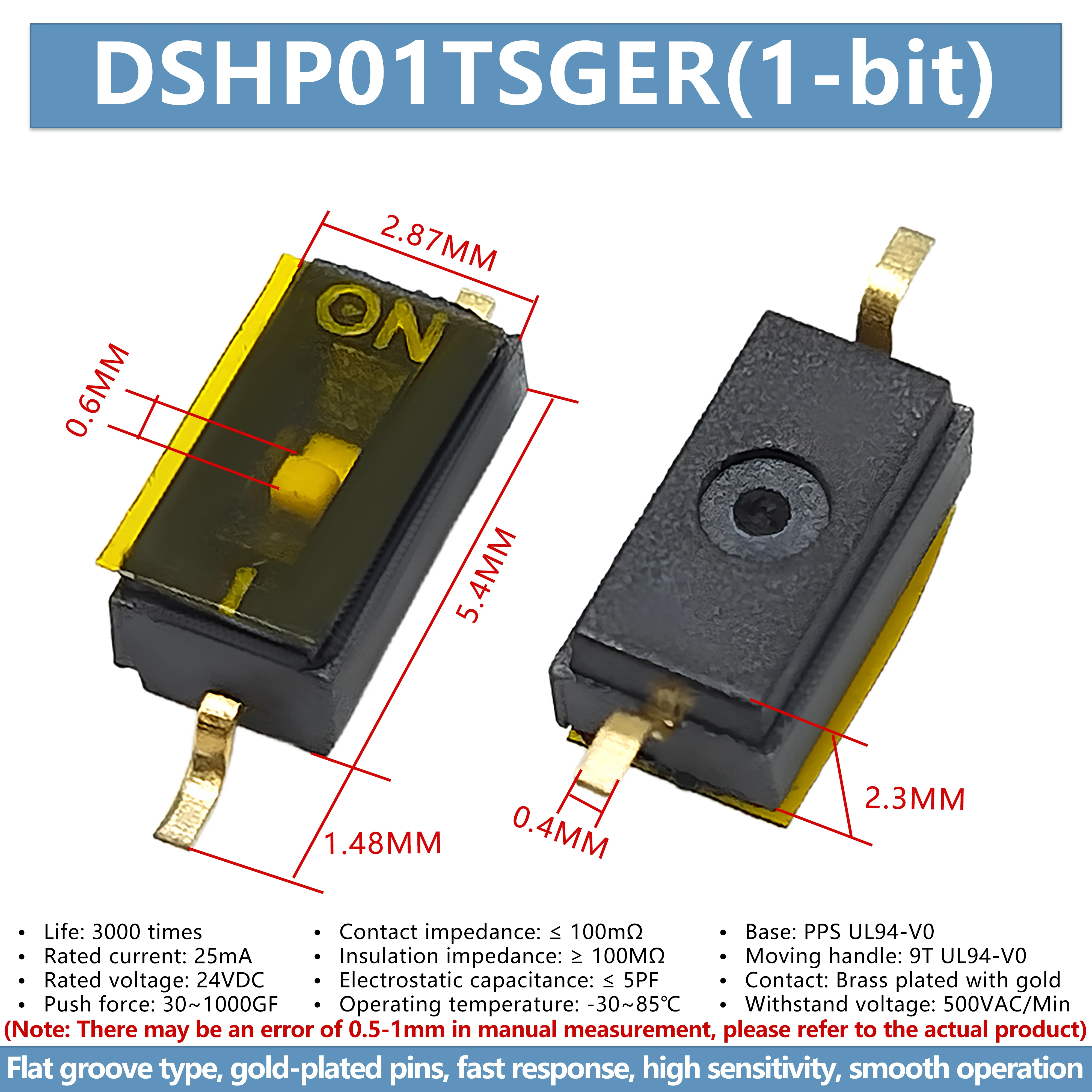 New Original KE DSHP01TSGER 1.27MM DIP Switch 1-Position SMD 1P 1-Channel Coding (5 Pieces)