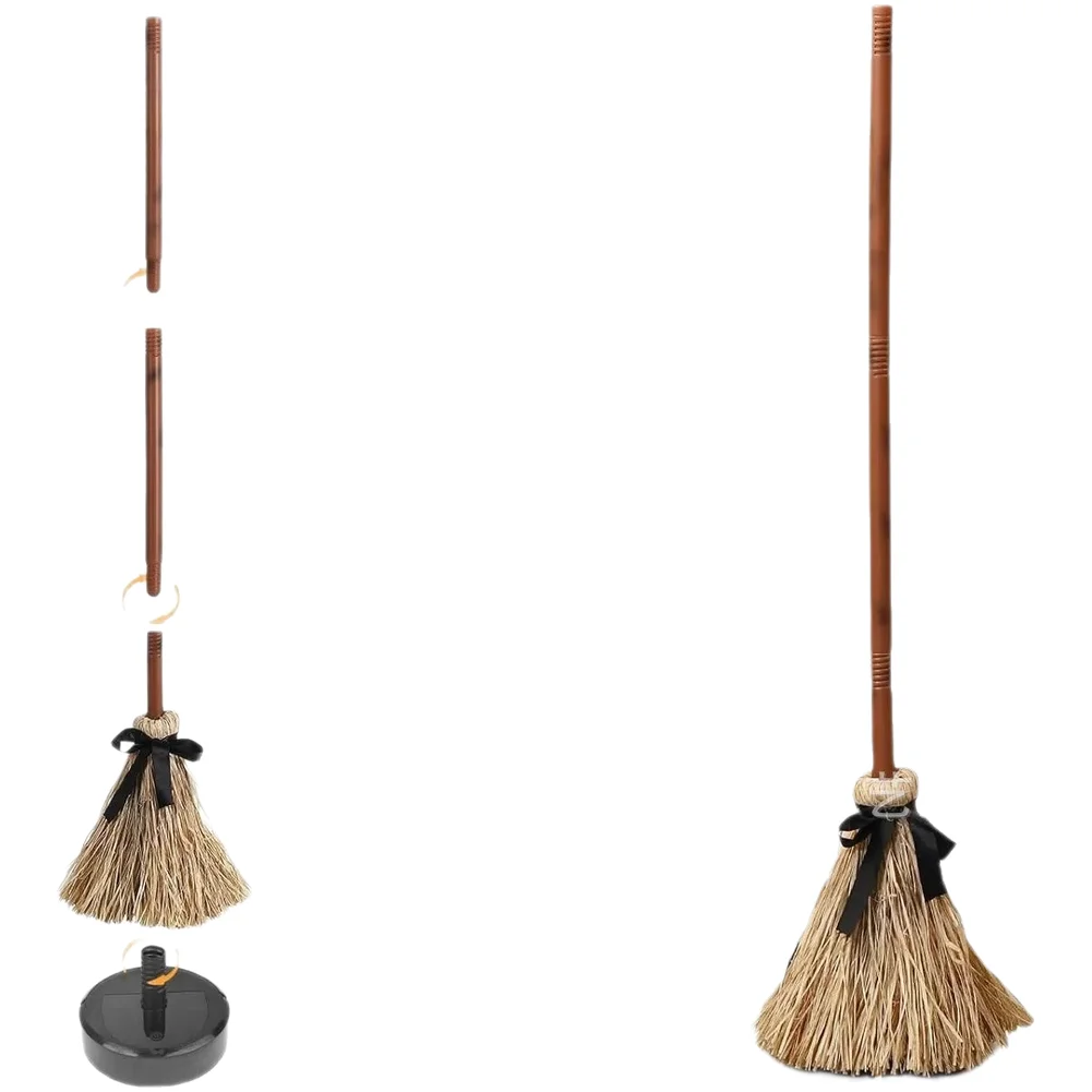 Rotating Electric Broom with Sound Triggered Motion for Halloween Decor Themed Offices Corporate Events and Community Outreach