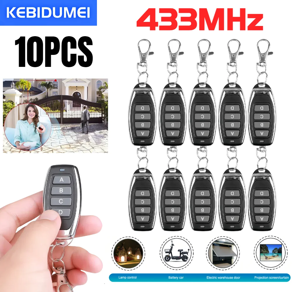 10PCS Wireless 433MHz RF Remote Control Learning Code EV1527 for Garage Door Gate Opener Home Automation Car Alarm With Battery