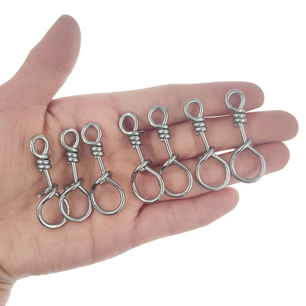 15-pieces Sea Fishing Swivels Snap Quick Change Snap Lock Fast Fishing Clips Swivel Hook Lure Fishing Connectors