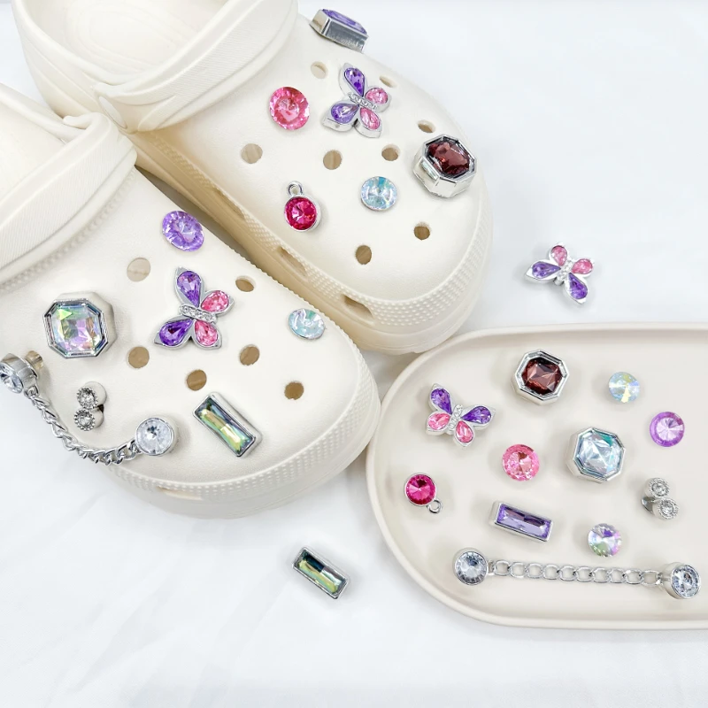 

Fashion Colorful Floral Rhinestone Shoe Charms For Garden Shoes, Beach Shoes, DIY Removable Accessories Xmas Party Gifts