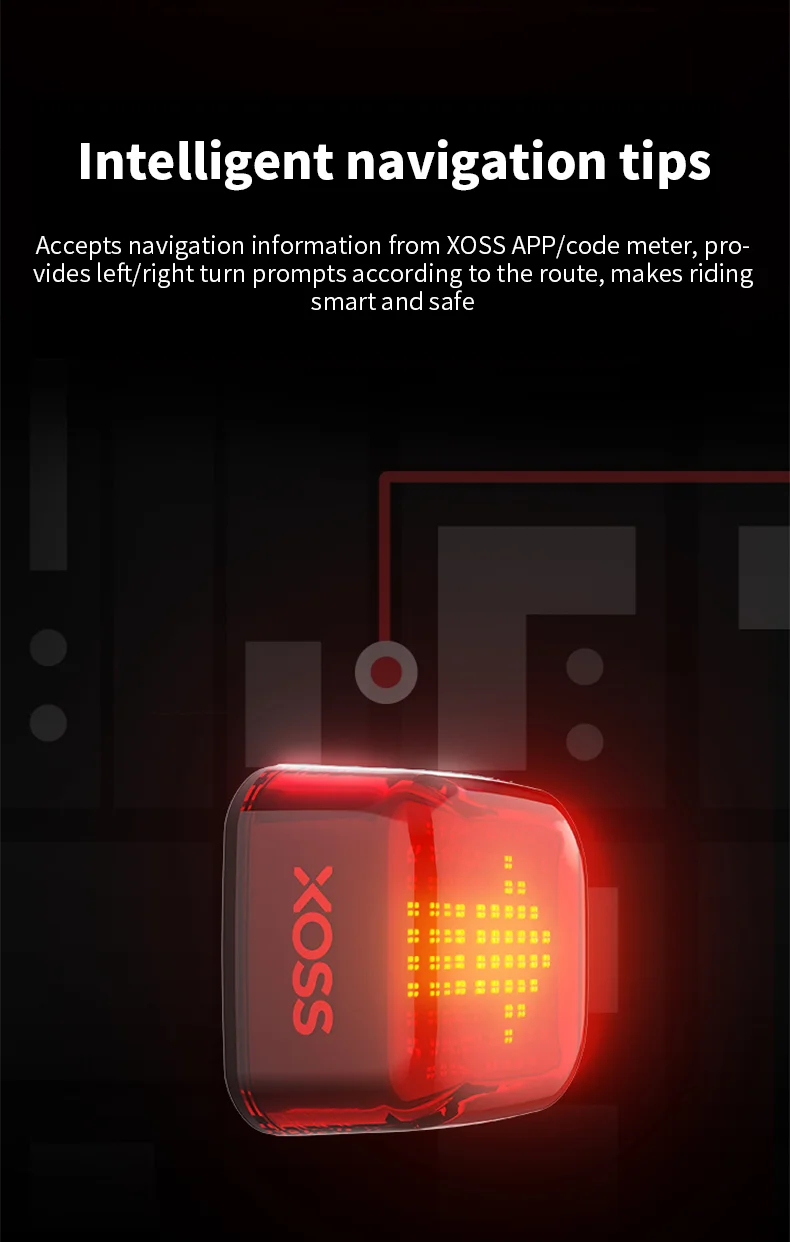 XOSS Nebula Intelligent Emoji Bicycle Tail Light Brake Sensing Night Riding Taillight Auto Start-Stop IPX7 Waterproof Tail Light