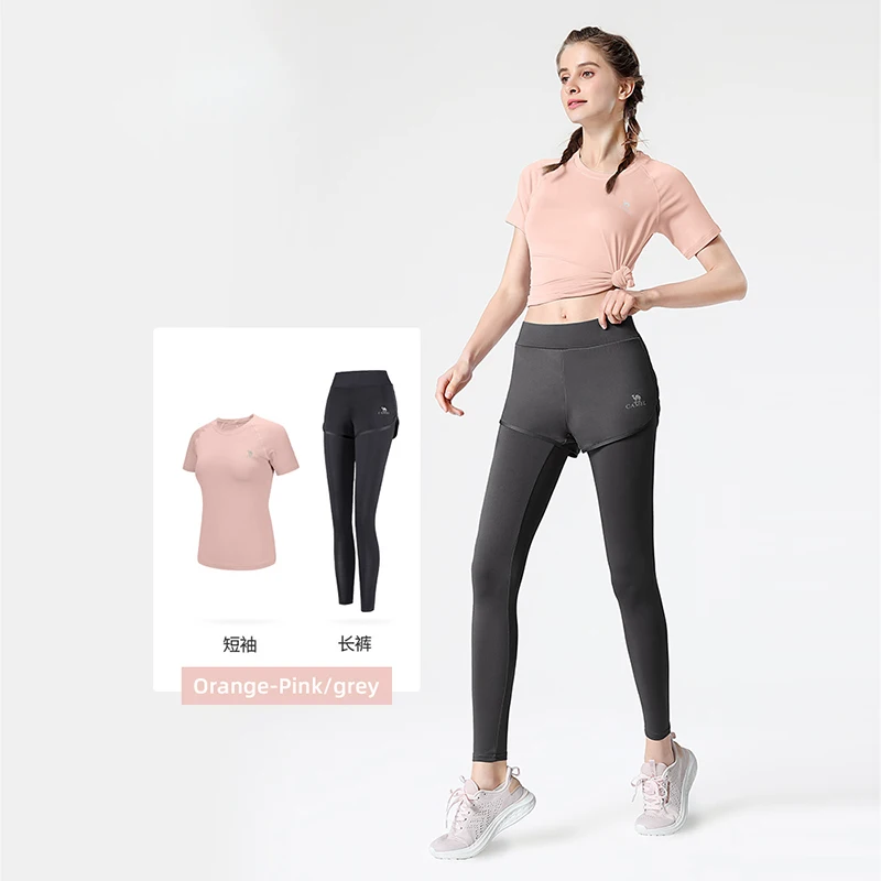 GOLDEN CAMEL Yoga Suits Women's Summer Sportswear Suit Legging Jogging Yoga Pant Short-sleeved Breathable Fitness Women Clothing