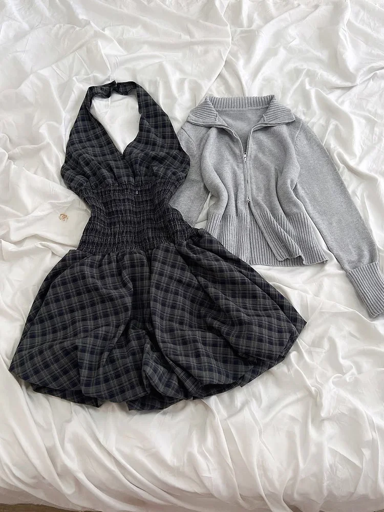 กระโปรงทรงเอลายสก็อตวินเทจแท้ รุ่น Dr Age-Defng สไตล์สลิม ความยาวปานกลาง แฟชั่นฤดูร้อนสำหรับผู้หญิง